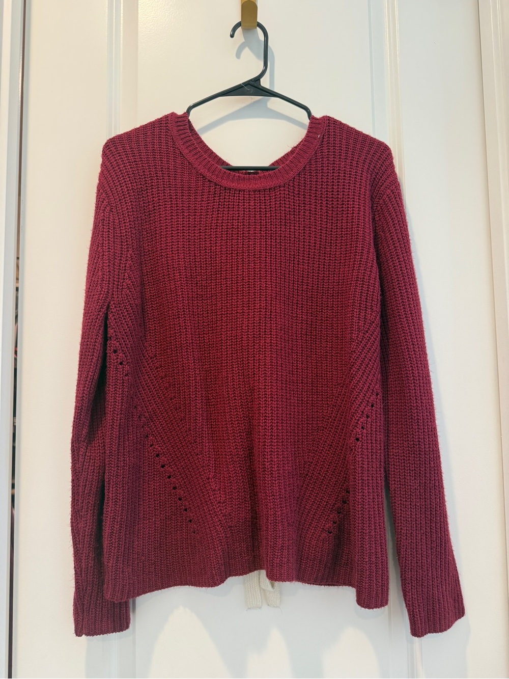 Harper Wine Crewneck Textured Knit Sweater